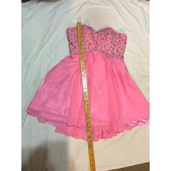 #3645 Womans Pink strapless shor prom party evening date dress Size M - Picture 2 of 11